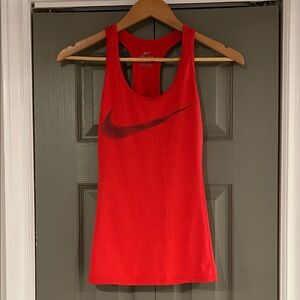 Nike Women’s Bright Red Mesh Racerback Tank with Black Swoosh